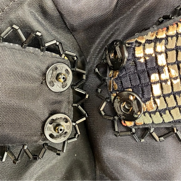 Vintage Multicolor Metallic Painted Bombshell Mesh Front Midi Dress Size Small - Picture 13 of 16